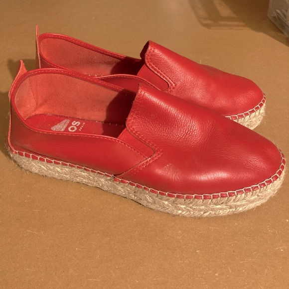 Espadrilles red leather size 10 - Picture 1 of 6